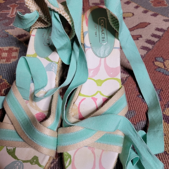 Coach Pastel Wedge Espadrilles Size 11 - Picture 2 of 4